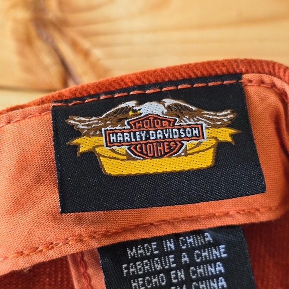 Harley-Davidson Hat Cap Big Logo Orange Motorcycles Biker Adjustable Strap - Picture 7 of 9